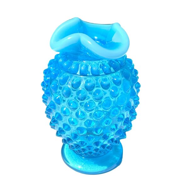Fenton Vintage Blue Hobnail Opalescent Glass Vase Retro Art Deco Style Decorativ - Picture 4 of 9